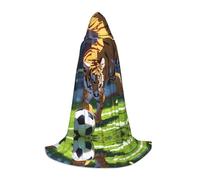 WBQLSL Grande cape à capuche pour cosplay avec imprimé tigre jouant au football - Costume essentiel pour les fêtes - Tailles S/M/L (unisexe)