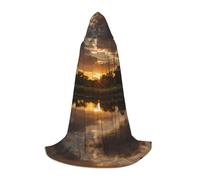 WBQLSL Grande cape à capuche pour cosplay, coucher de soleil, imprimé paysage, costume, accessoire de fête essentiel, tailles S/M/L (unisexe)