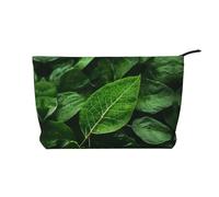 WBQLSL Green Leaf Nature Trousse à maquillage en velours côtelé Sac de rangement de voyage peut contenir du rouge à lèvres, de la poudre et d'autres produits cosmétiques