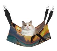WBQLSL Hamac de plage au coucher du soleil - Hamac moyen imprimé pour animaux de compagnie - Hamac de couchage pour chat, furet, chiot, lapin, petits animaux
