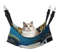 WBQLSL Hamac pour animaux de compagnie Motif poissons blancs dorés Grand modèle Hamac de couchage pour chat, furet, chiot, lapin, petits animaux