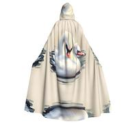 WBQLSL Joli petit cygne imprimé cape robe - Cape de bal masqué avec capuche