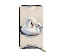 WBQLSL Joli petit cygne long pochette en cuir avec porte-monnaie zippé et 12 emplacements pour cartes de crédit, portefeuille de voyage léger