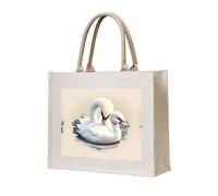 WBQLSL Joli petit sac fourre-tout en toile imprimée de cygne, peut être utilisé pour le rangement, le pique-nique, la plage, la piscine et d'autres scènes.