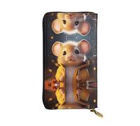 WBQLSL Joli portefeuille en cuir avec fermeture éclair et motif souris 19 x 10,5 cm