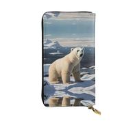 WBQLSL Joli portefeuille en cuir élégant avec motif ours polaire, 19 x 10,5 cm de long, porte-monnaie à fermeture éclair, portefeuille de voyage pratique