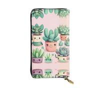 WBQLSL Joli portefeuille en cuir élégant avec motif plantes succulentes, 19 x 10,5 cm de long, porte-monnaie à fermeture éclair, portefeuille de voyage pratique