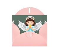 WBQLSL Jolies cartes de vacances roses avec petit ange - Parfaites pour les anniversaires, les mariages et les cartes de Noël