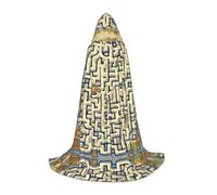 WBQLSL Labyrinthe Treasure Map Printed Medium Cape à capuche Costume Adolescent Accessoire de fête Décoration Tailles S/M/L