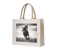 WBQLSL Le sac fourre-tout en toile imprimée étalon noir peut être utilisé pour le rangement, le pique-nique, la plage, la piscine et d'autres scènes.