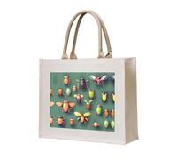 WBQLSL Le sac fourre-tout en toile imprimée Insect Atlas peut être utilisé pour le rangement, le pique-nique, la plage, la piscine et d'autres scènes.