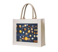 WBQLSL Le sac fourre-tout en toile imprimée planètes du système solaire peut être utilisé pour le rangement, le pique-nique, la plage, la piscine et d'autres scènes.