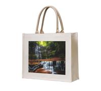 WBQLSL Le sac fourre-tout en toile imprimée Waterfall View peut être utilisé pour le rangement, le pique-nique, la plage, la piscine et d'autres scènes.