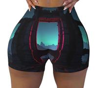 WBQLSL Le short de sport extensible pour femme imprimé ruines fluo est adapté pour les loisirs, le quotidien ou le sport, noir, XX-Large