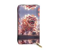 WBQLSL Lion Dance Activity Portefeuille élégant en cuir 19 x 10,5 cm de long avec fermeture éclair