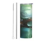 WBQLSL Little Bridge in the East Gobelet pratique en acier inoxydable respectueux de l'environnement pour sports de plein air cyclisme bureau 591 ml