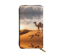 WBQLSL Lone Camel Portefeuille élégant en cuir, 19 x 10,5 cm de long, porte-monnaie à fermeture éclair, portefeuille de voyage pratique