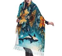 WBQLSL Longue écharpe à pompons illustration de baleine, une écharpe tendance pour femme, parfaite pour le printemps, l'automne ou l'hiver, et un excellent cadeau de vacances.