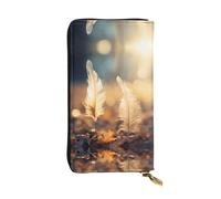 WBQLSL Longue pochette en cuir plume avec porte-monnaie zippé et 12 emplacements pour cartes de crédit, portefeuille de voyage léger