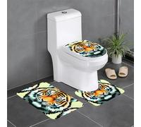WBQLSL Lot de 3 tapis de sol antidérapants en forme de tête de tigre pour salle de bain, chambre à coucher, cuisine