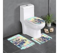 WBQLSL Lot de 3 tapis de sol de salle de bain absorbant l'eau pour toilettes et salle de bain Motif château de conte de fées
