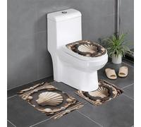 WBQLSL Lot de 3 tapis de sol de salle de bain absorbant l'eau, tapis de sol de protection adapté aux toilettes et salle de bain Motif coquillage