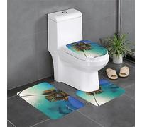 WBQLSL Lot de 3 tapis de sol de salle de bain absorbant l'eau, tapis de sol de protection adapté pour toilettes et salle de bain, plage, motif noix de coco soleil