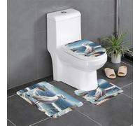 WBQLSL Lot de 3 tapis de sol de salle de bain absorbant l'eau, tapis de sol de protection pour toilettes et salle de bain, motif mouettes