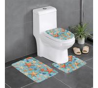 WBQLSL Lot de 3 tapis de sol de salle de bain absorbant l'eau, tapis de sol de protection pour toilettes et salle de bain Motif étoile de mer