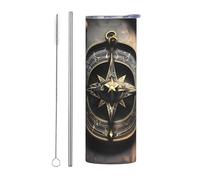 WBQLSL Magical Design Norse Runes Boussole Gobelet pratique pour les sports de plein air Cyclisme Bureau 591 ml en acier inoxydable respectueux de l'environnement
