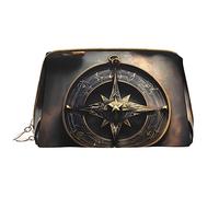 WBQLSL Magical Design Norse Runes Compass Sac de maquillage en cuir portable de grande capacité Sac de rangement de maquillage Voyage à main avec poche Sac de maquillage Blanc Taille unique