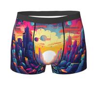 WBQLSL Magnifique boxer imprimé ville - Confortable pour un usage quotidien et à la maison, Noir , L