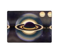 WBQLSL Magnifique tapis de sol en flanelle imprimée Saturne - 203 x 147 cm - Grand tapis de chambre à coucher - Confort luxueux