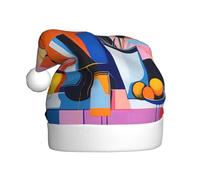 WBQLSL Matisse Style Abstrait Peintures Imprimées Chapeau de Père Noël, Fête de Noël/Nouvel An, Chapeau de performance sur scène