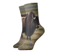 WBQLSL Mighty Highland Yak Chaussettes mi-mollet décontractées chaudes pour activités de plein air et usage quotidien