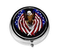 WBQLSL Mini boîte à pharmacie avec trois compartiments Motif aigle patriotique des États-Unis