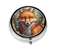 WBQLSL Mini boîte à pharmacie renard jaune forêt avec trois compartiments, petite boîte à pharmacie ronde, portable