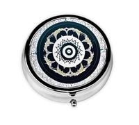 WBQLSL Mini boîte à pharmacie ronde noire et blanche avec trois compartiments, petite boîte à pharmacie ronde, portable
