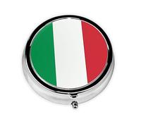 WBQLSL Mini pilulier rond, 3 cloisons, pilulier portable, peut être mis dans un portefeuille, une poche, léger et pratique, motif drapeau italien