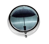 WBQLSL Mini pilulier rond, 3 cloisons, pilulier portable, peut être mis dans un portefeuille, une poche, parapluie noir léger et pratique sous la pluie