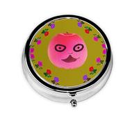 WBQLSL Mini pilulier rond, 3 cloisons, pilulier portable, peut être mis dans un portefeuille, une poche, léger et pratique, motif de pêche amusant