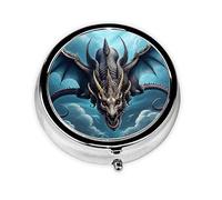 WBQLSL Mini pilulier rond, 3 cloisons, pilulier portable, peut être mis dans un portefeuille, une poche, léger et pratique, motif dragon volant