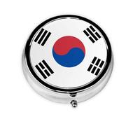 WBQLSL Mini pilulier rond, 3 cloisons, pilulier portable, peut être mis dans un portefeuille, une poche, léger et pratique, motif drapeau de la République de Corée