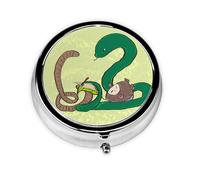 WBQLSL Mini pilulier rond, 3 cloisons, pilulier portable, peut être mis dans un portefeuille, une poche, léger et pratique, graines de tournesol, vers de terre, motif serpent