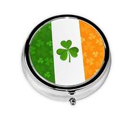 WBQLSL Mini pilulier rond, 3 compartiments, pilulier portable, peut être mis dans un portefeuille, une poche, léger et pratique, motif drapeau irlandais