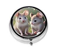 WBQLSL Mini pilulier rond, 3 compartiments, pilulier portable, peut être mis dans un portefeuille, une poche, léger et pratique, motif animaux mignons