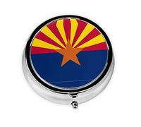 WBQLSL Mini pilulier rond, 3 compartiments, pilulier portable, peut être mis dans un portefeuille, une poche, léger et pratique, motif drapeau de l'Arizona
