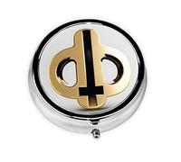 WBQLSL Mini pilulier rond, 3 compartiments, pilulier portable, peut être mis dans un portefeuille, une poche, léger et pratique, motif doré