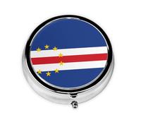 WBQLSL Mini pilulier rond, 3 compartiments, pilulier portable, peut être mis dans un portefeuille, une poche, léger et pratique, motif drapeau du Cap-Vert