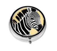 WBQLSL Mini pilulier rond, 3 compartiments, pilulier portable, peut être mis dans un portefeuille, une poche, léger et pratique, motif zèbre noir et blanc